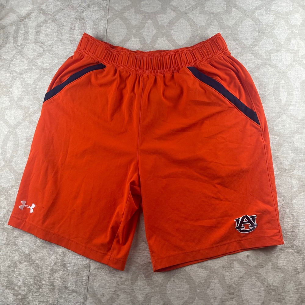 Under Armour Auburn Tigers Mens Large Orange Loose Fit Athletic Training Shorts